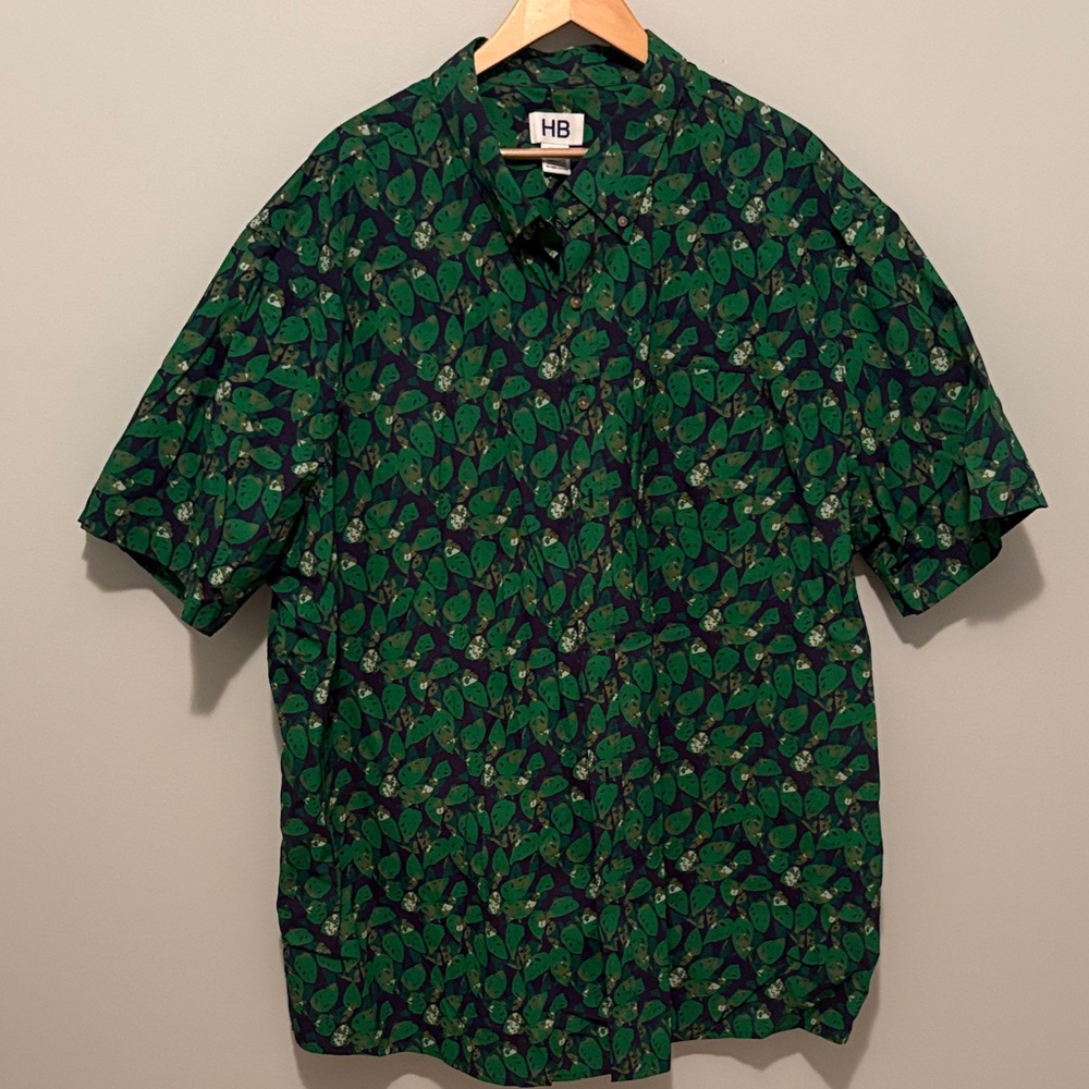 Green Leaf Pattern Men's Shirt